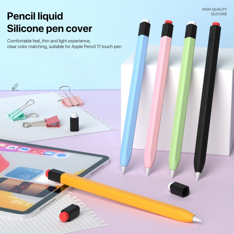 For Apple Pencil 1 Retro Pencil Style Liquid Silicone Stylus Case(Black) - Pencil Accessories by PMC Jewellery | Online Shopping South Africa | PMC Jewellery | Buy Now Pay Later Mobicred