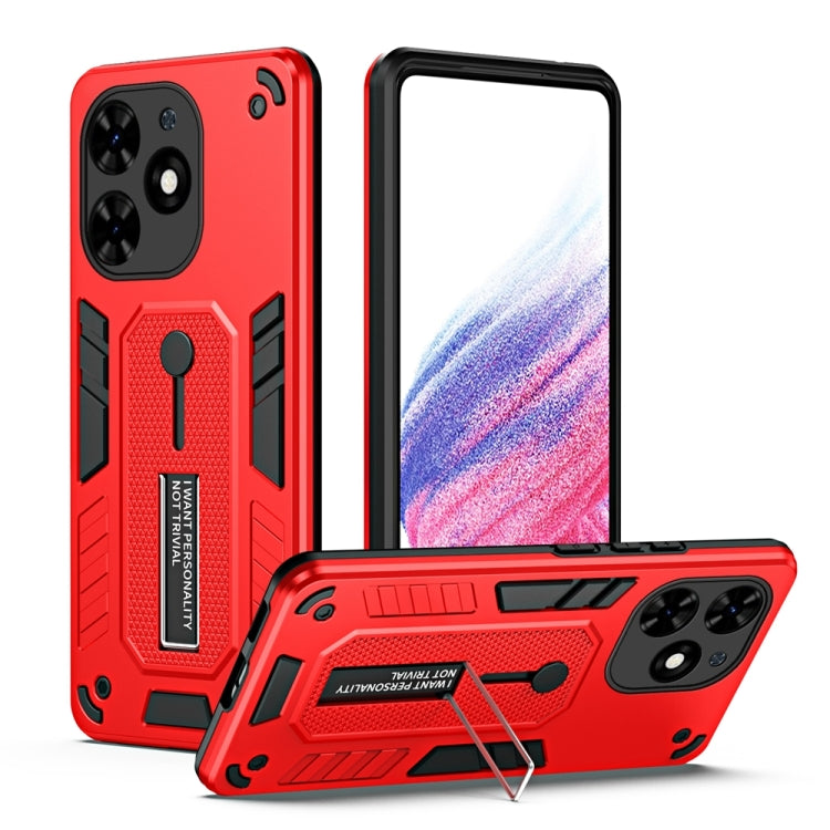 For Tecno Spark Go 2024 Variety Brave Armor Finger Loop Holder Phone Case(Red) - Tecno Cases by PMC Jewellery | Online Shopping South Africa | PMC Jewellery | Buy Now Pay Later Mobicred