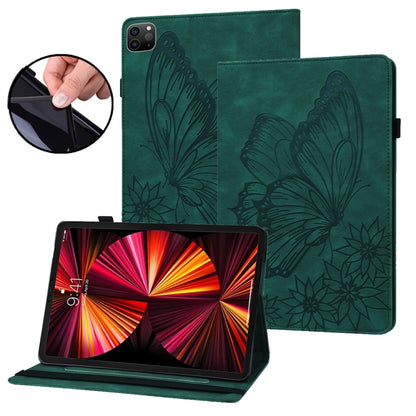 For iPad Pro 12.9 2022 / Air 13 2024 Big Butterfly Embossed Leather Tablet Case(Green) - iPad Pro 12.9 (2022/2021) Cases by PMC Jewellery | Online Shopping South Africa | PMC Jewellery | Buy Now Pay Later Mobicred