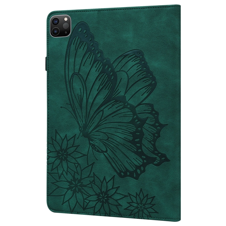 For iPad Pro 12.9 2022 / Air 13 2024 Big Butterfly Embossed Leather Tablet Case(Green) - iPad Pro 12.9 (2022/2021) Cases by PMC Jewellery | Online Shopping South Africa | PMC Jewellery | Buy Now Pay Later Mobicred