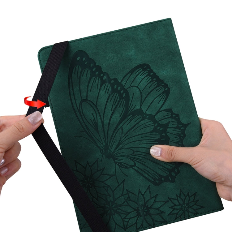 For iPad Pro 12.9 2022 / Air 13 2024 Big Butterfly Embossed Leather Tablet Case(Green) - iPad Pro 12.9 (2022/2021) Cases by PMC Jewellery | Online Shopping South Africa | PMC Jewellery | Buy Now Pay Later Mobicred