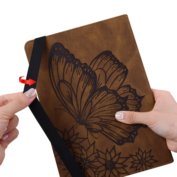 For iPad Pro 12.9 2022 / Air 13 2024 Big Butterfly Embossed Leather Tablet Case(Brown) - iPad Pro 12.9 (2022/2021) Cases by PMC Jewellery | Online Shopping South Africa | PMC Jewellery | Buy Now Pay Later Mobicred