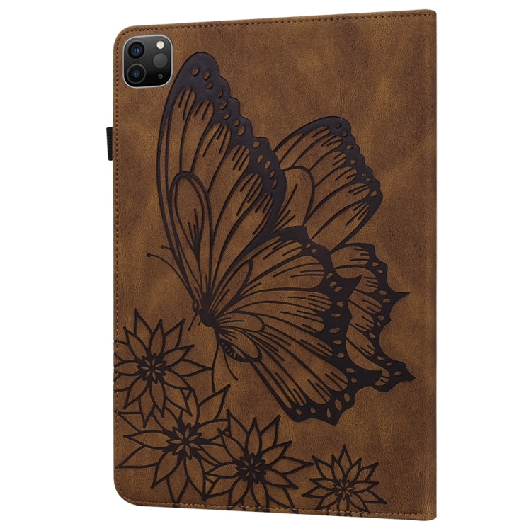 For iPad Pro 11 2024 Big Butterfly Embossed Leather Tablet Case(Brown) - iPad Pro 11 2024 Cases by PMC Jewellery | Online Shopping South Africa | PMC Jewellery | Buy Now Pay Later Mobicred