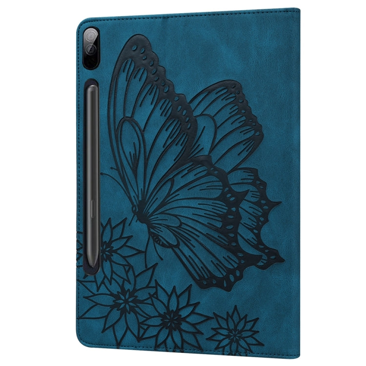 For Samsung Galaxy Tab S9 FE+ / S9+ / S8+ Big Butterfly Embossed Leather Tablet Case(Blue) - Galaxy Tab S9+ Cases by PMC Jewellery | Online Shopping South Africa | PMC Jewellery | Buy Now Pay Later Mobicred