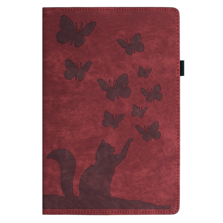 For iPad Pro 12.9 2022 / Air 13 2024 Butterfly Cat Embossing Leather Tablet Case(Red) - iPad Pro 12.9 (2022/2021) Cases by PMC Jewellery | Online Shopping South Africa | PMC Jewellery | Buy Now Pay Later Mobicred