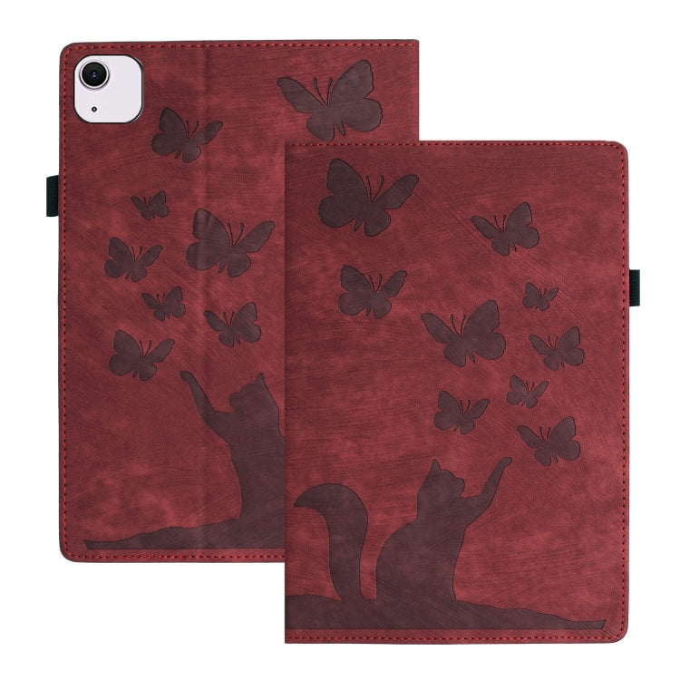 For iPad Air 11 2024 / Pro 11 2021 / 2020 Butterfly Cat Embossing Leather Tablet Case(Red) - iPad Air 11 2024 Cases by PMC Jewellery | Online Shopping South Africa | PMC Jewellery | Buy Now Pay Later Mobicred