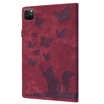 For iPad Pro 11 2024 Butterfly Cat Embossing Leather Tablet Case(Red) - iPad Pro 11 2024 Cases by PMC Jewellery | Online Shopping South Africa | PMC Jewellery | Buy Now Pay Later Mobicred