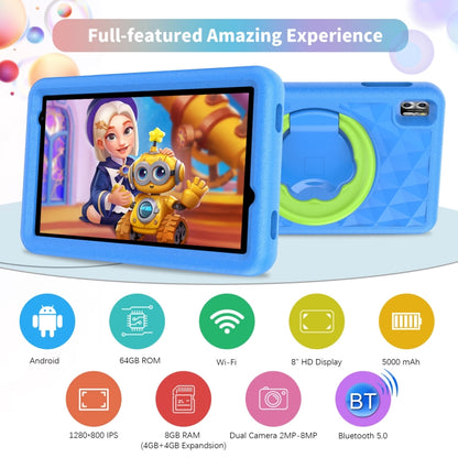 Pritom B8K 4G LTE Kid Tablet 8 inch,  4GB+64GB, Android 12 Unisoc T310 Quad Core CPU Support Parental Control Google Play(Blue) -  by PRITOM | Online Shopping South Africa | PMC Jewellery