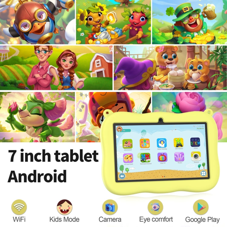 K7 Pro Panda 7 inch WiFi Kids Tablet PC,  2GB+32GB, Android 13 Allwinner A100 Quad Core CPU Support Google Play(Yellow) -  by PMC Jewellery | Online Shopping South Africa | PMC Jewellery