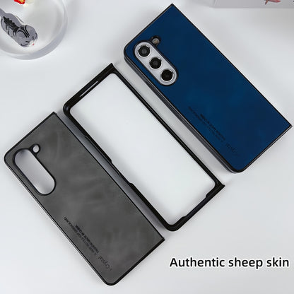 For Samsung Galaxy Z Fold5 i.Crystal Lambskin Folding Phone Case(Dark Grey) - Galaxy Z Fold5 Cases by PMC Jewellery | Online Shopping South Africa | PMC Jewellery