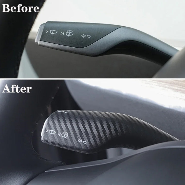 For Tesla Model 3 / Y Car Turn Signal Lever Carbon Fiber Pattern Protective Cover(Bright Black) - Car Interior Mouldings by PMC Jewellery | Online Shopping South Africa | PMC Jewellery | Buy Now Pay Later Mobicred