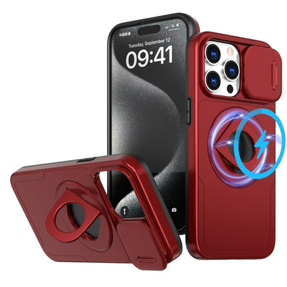 For iPhone 15 Pro Camshield MagSafe Ring Holder Armor Phone Case(Red) - More iPhone Cases by PMC Jewellery | Online Shopping South Africa | PMC Jewellery