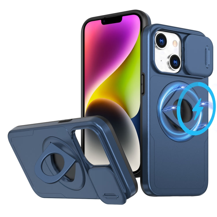 For iPhone 14 Camshield MagSafe Ring Holder Armor Phone Case(Blue) - iPhone 14 Cases by PMC Jewellery | Online Shopping South Africa | PMC Jewellery