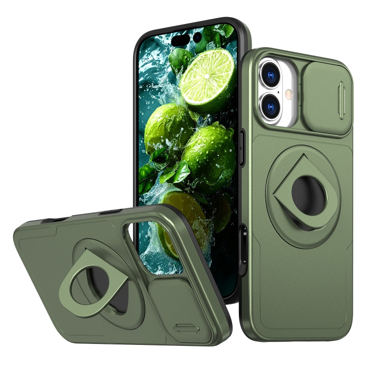 For iPhone 16 Camshield MagSafe Ring Holder Armor Phone Case(Olive Green) - iPhone 16 Cases by PMC Jewellery | Online Shopping South Africa | PMC Jewellery | Buy Now Pay Later Mobicred