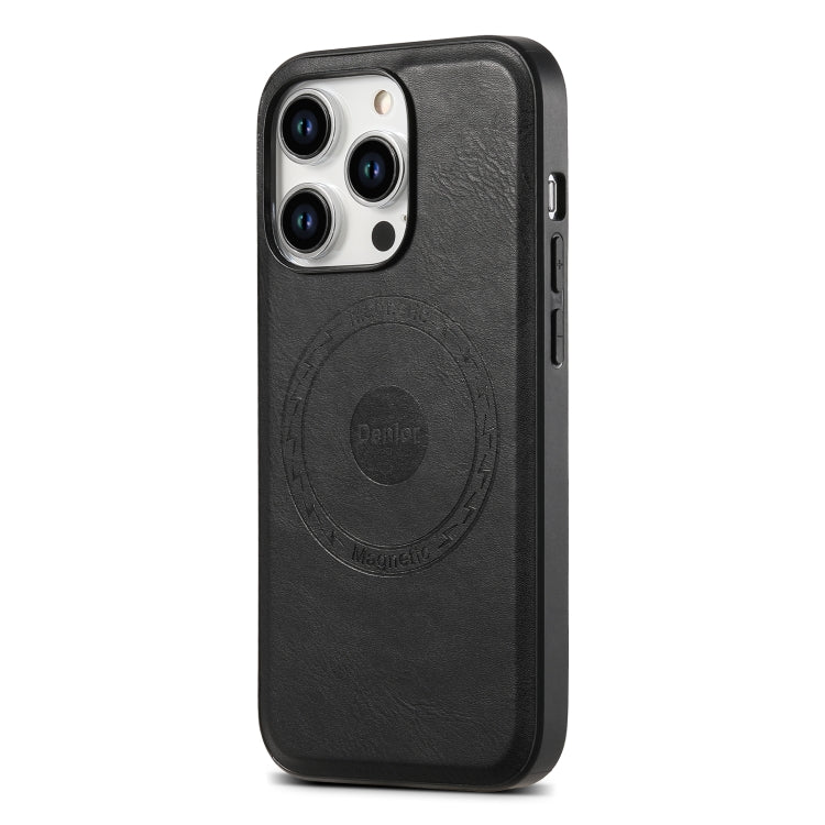 For iPhone 14/13 Denior Cowhide Texture Leather MagSafe Phone Case(Black) - iPhone 14 Cases by Denior | Online Shopping South Africa | PMC Jewellery
