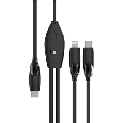 1.2m 100W USB-C / Type-C to USB-C / Type-C + 8 Pin Fast Charging Data Cable(Black) - 2 in 1 Cable by PMC Jewellery | Online Shopping South Africa | PMC Jewellery | Buy Now Pay Later Mobicred