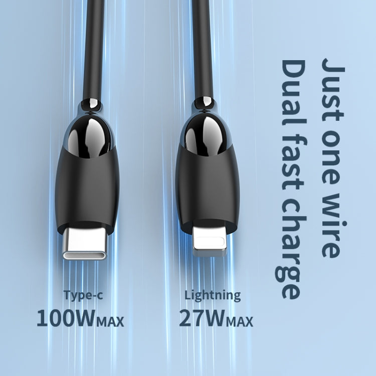 1.2m 100W USB-C / Type-C to USB-C / Type-C + 8 Pin Fast Charging Data Cable(Black) - 2 in 1 Cable by PMC Jewellery | Online Shopping South Africa | PMC Jewellery | Buy Now Pay Later Mobicred