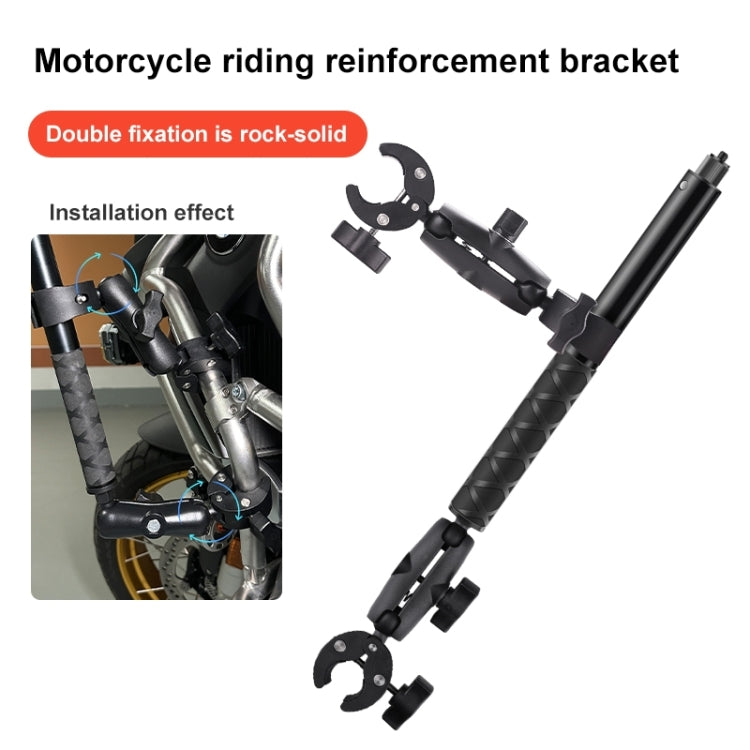 Double Dual-heads Crabs Motorcycle Clamps Handlebar Fixed Mount 3-stage Telescopic Selfie Stick - Holder by PMC Jewellery | Online Shopping South Africa | PMC Jewellery