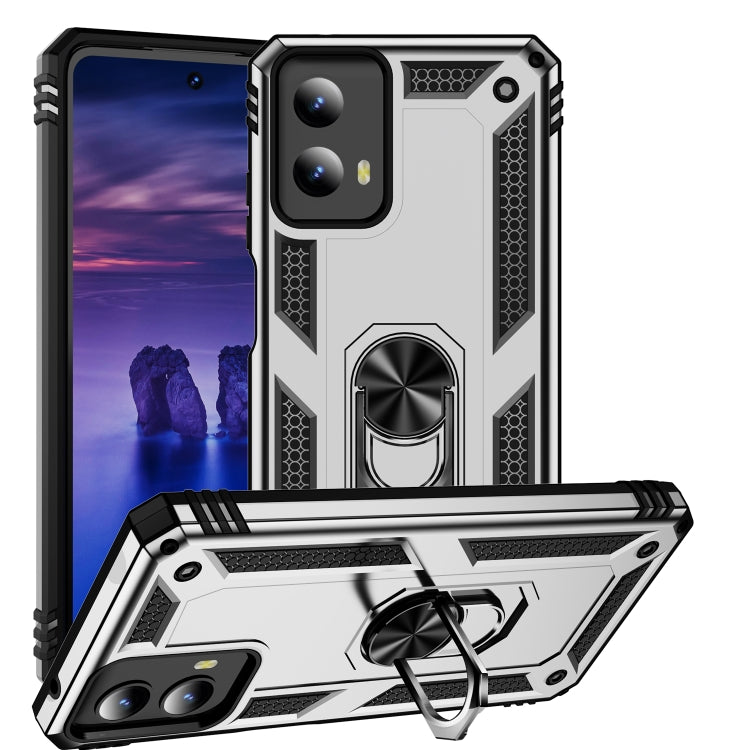 For Motorola Moto G Play 5G 2024 Shockproof TPU + PC Phone Case with Holder(Silver) - Motorola Cases by PMC Jewellery | Online Shopping South Africa | PMC Jewellery | Buy Now Pay Later Mobicred