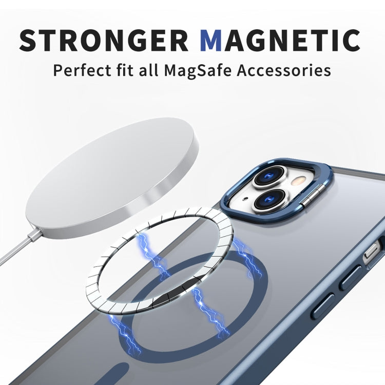 For iPhone 14 Plus Metal Invisible Camera Holder MagSafe Magnetic Phone Case(Blue) - iPhone 14 Plus Cases by PMC Jewellery | Online Shopping South Africa | PMC Jewellery