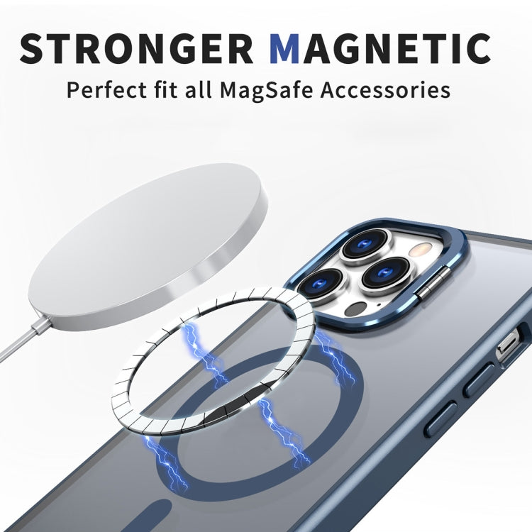 For iPhone 13 Pro Metal Invisible Camera Holder MagSafe Magnetic Phone Case(Blue) - iPhone 13 Pro Cases by PMC Jewellery | Online Shopping South Africa | PMC Jewellery