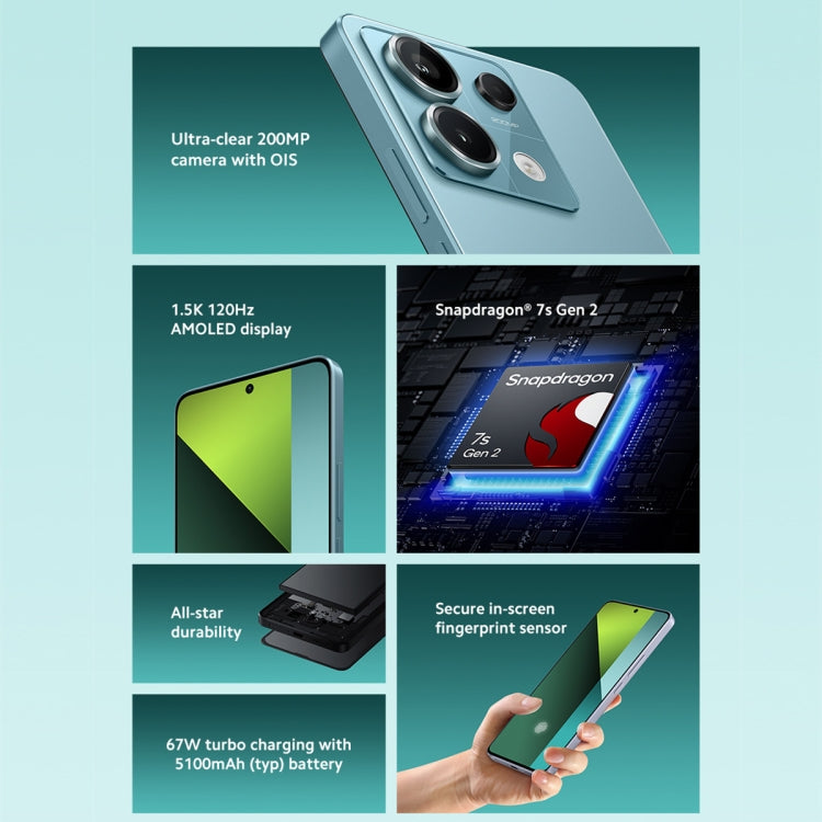 [HK Warehouse] Xiaomi Redmi Note 13 Pro 5G Global, 8GB+256GB, 6.67 inch MIUI 14 Snapdragon 7s Gen 2 Octa Core 2.4GHz, NFC, Network: 5G(Blue) - Xiaomi Redmi by Xiaomi | Online Shopping South Africa | PMC Jewellery