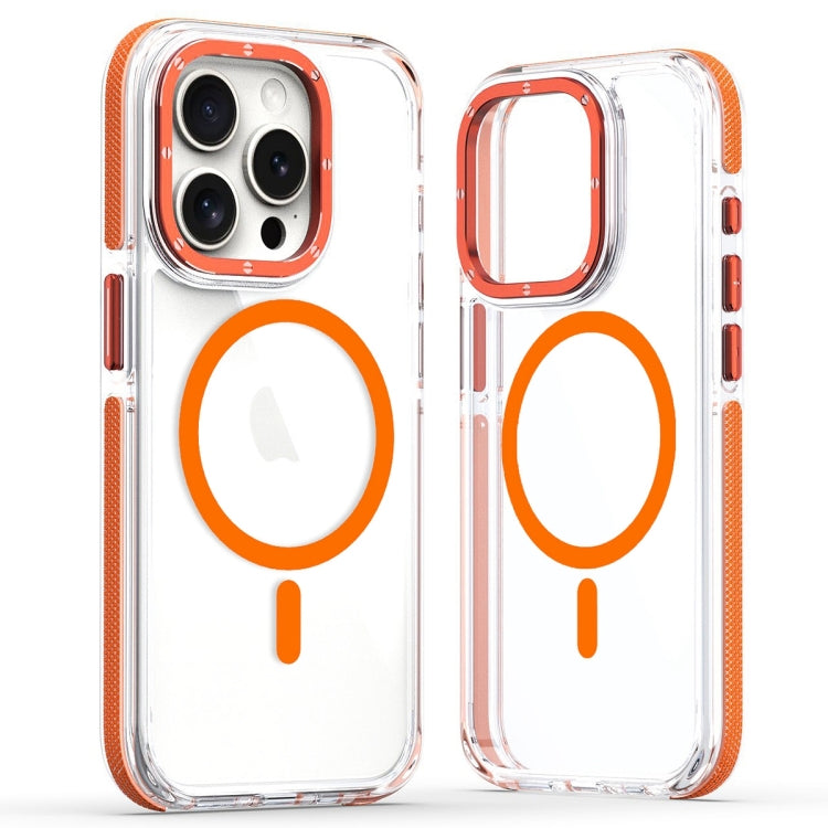 For iPhone 15 Pro Max Dual-Color Clear Acrylic Hybrid TPU MagSafe Phone Case(Orange) - iPhone 15 Pro Max Cases by PMC Jewellery | Online Shopping South Africa | PMC Jewellery