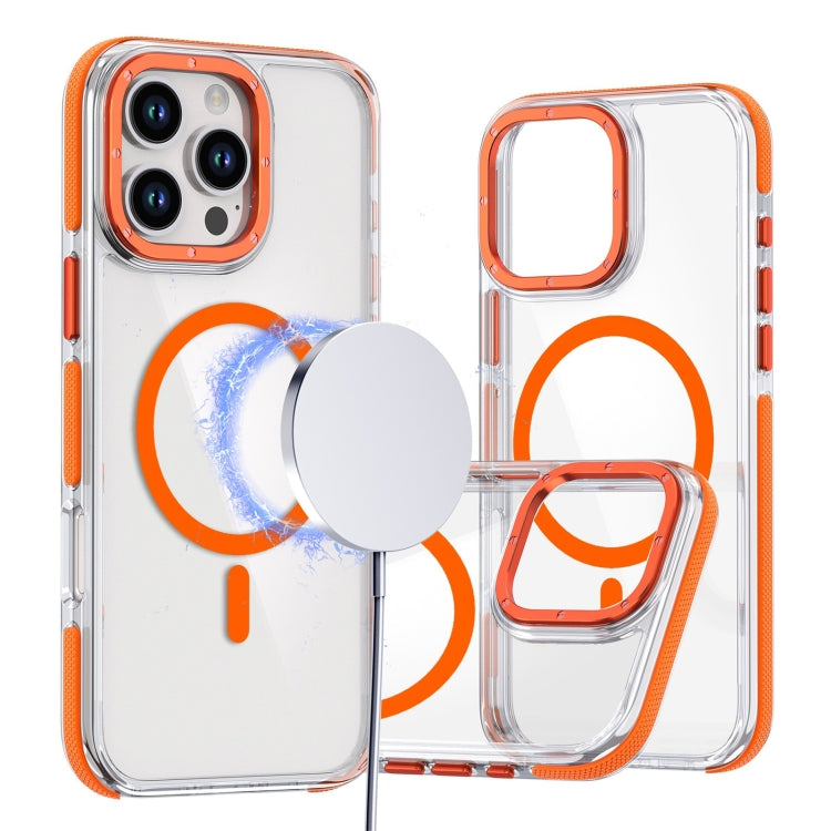 For iPhone 16 Pro Max Dual-Color Clear Acrylic Hybrid TPU MagSafe Phone Case(Orange) - iPhone 16 Pro Max Cases by PMC Jewellery | Online Shopping South Africa | PMC Jewellery | Buy Now Pay Later Mobicred