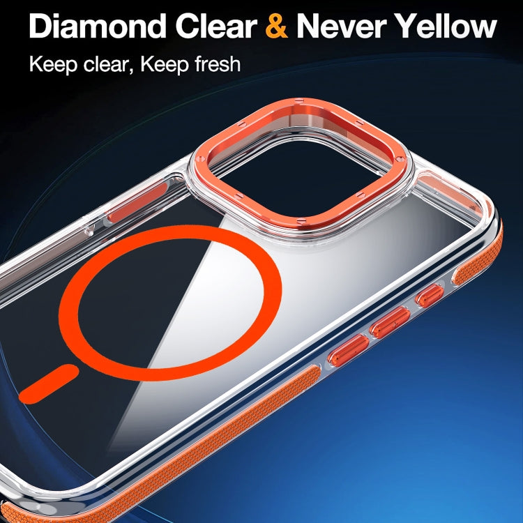 For iPhone 14 Pro Max Dual-Color Clear Acrylic Hybrid TPU MagSafe Phone Case(Orange) - iPhone 14 Pro Max Cases by PMC Jewellery | Online Shopping South Africa | PMC Jewellery