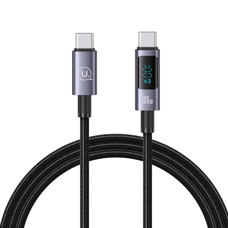 USAMS US-SJ671 Type-C To Type-C 100W Fast Charge Digital Display Data Cable, Length: 1.2m(Black) - USB-C & Type-C Cable by USAMS | Online Shopping South Africa | PMC Jewellery