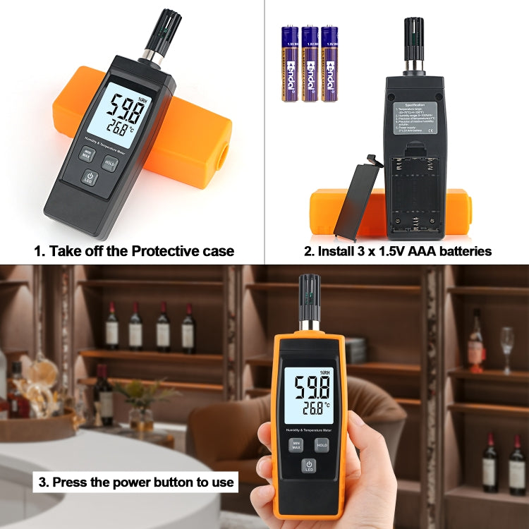 RZ852 Digital Temperature and Humidity Meter(Orange) - Thermostat & Thermometer by PMC Jewellery | Online Shopping South Africa | PMC Jewellery