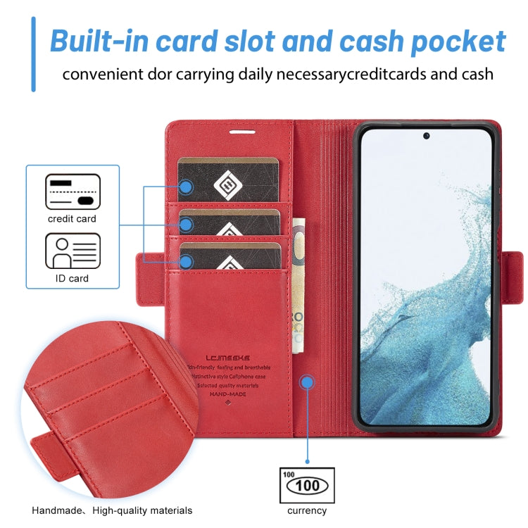 For Samsung Galaxy S24 LC.IMEEKE Skin-friendly Card Slots Leather Phone Case(Red) - Galaxy S24 5G Cases by LC.IMEEKE | Online Shopping South Africa | PMC Jewellery | Buy Now Pay Later Mobicred