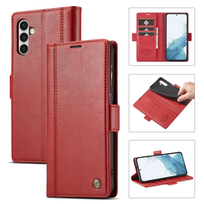 For Samsung Galaxy S24+ LC.IMEEKE Skin-friendly Card Slots Leather Phone Case(Red) - Galaxy S24+ 5G Cases by LC.IMEEKE | Online Shopping South Africa | PMC Jewellery | Buy Now Pay Later Mobicred