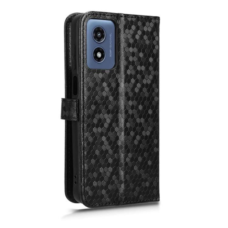 For Motorola Moto G Play 4G 2024 Honeycomb Dot Texture Leather Phone Case(Black) - Motorola Cases by PMC Jewellery | Online Shopping South Africa | PMC Jewellery | Buy Now Pay Later Mobicred