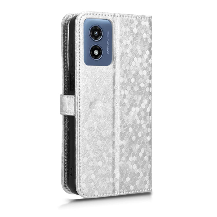 For Motorola Moto G Play 4G 2024 Honeycomb Dot Texture Leather Phone Case(Silver) - Motorola Cases by PMC Jewellery | Online Shopping South Africa | PMC Jewellery | Buy Now Pay Later Mobicred