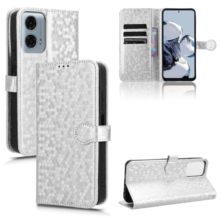 For Motorola Moto G Power 5G 2024 Honeycomb Dot Texture Leather Phone Case(Silver) - Motorola Cases by PMC Jewellery | Online Shopping South Africa | PMC Jewellery | Buy Now Pay Later Mobicred