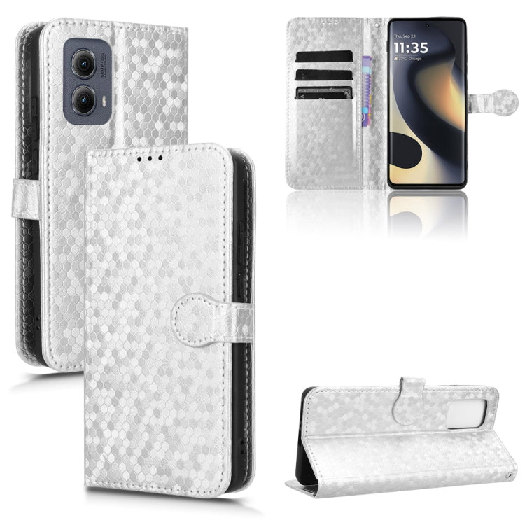 For Motorola Edge 5G 2024 Honeycomb Dot Texture Leather Phone Case(Silver) - Motorola Cases by PMC Jewellery | Online Shopping South Africa | PMC Jewellery | Buy Now Pay Later Mobicred