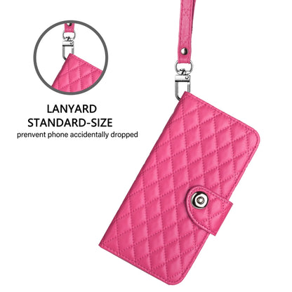 For Google Pixel 9 Pro XL Rhombic Texture Flip Leather Phone Case with Lanyard(Rose Red) - Google Cases by PMC Jewellery | Online Shopping South Africa | PMC Jewellery | Buy Now Pay Later Mobicred