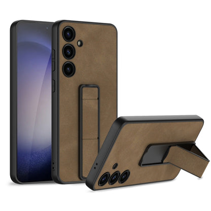 For Samsung Galaxy S24+ 5G GKK Skin Feel Frosted Leather Fold Holder Phone Case(Brown) - Galaxy S24+ 5G Cases by GKK | Online Shopping South Africa | PMC Jewellery | Buy Now Pay Later Mobicred