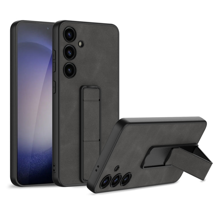 For Samsung Galaxy S24 5G GKK Skin Feel Frosted Leather Fold Holder Phone Case(Grey) - Galaxy S24 5G Cases by GKK | Online Shopping South Africa | PMC Jewellery | Buy Now Pay Later Mobicred