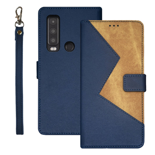 For CAT S75 idewei Two-color Splicing Leather Phone Case(Blue) - More Brand by idewei | Online Shopping South Africa | PMC Jewellery | Buy Now Pay Later Mobicred