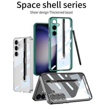 For Samsung Galaxy S24+ 5G GKK Space Frame Transparent PC + TPU Phone Case with Pen(Transparent) - Galaxy S24+ 5G Cases by GKK | Online Shopping South Africa | PMC Jewellery | Buy Now Pay Later Mobicred