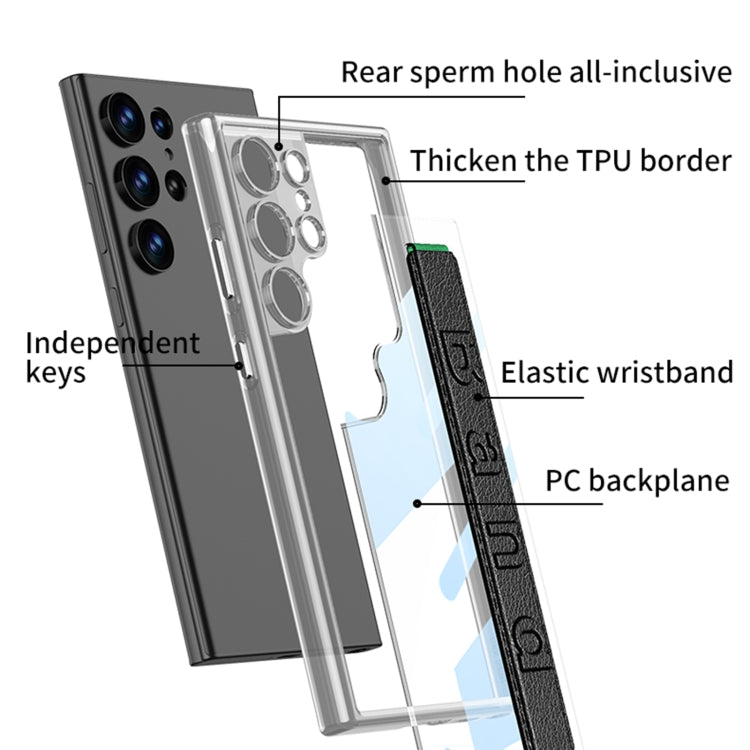 For Samsung Galaxy S24 Ultra 5G GKK Space Frame Transparent PC + TPU Phone Case with Wrist Strap(White) - Galaxy S24 Ultra 5G Cases by GKK | Online Shopping South Africa | PMC Jewellery