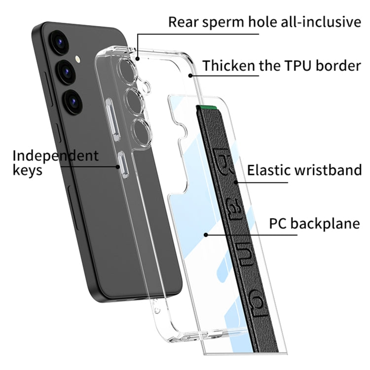 For Samsung Galaxy S24+ 5G GKK Space Frame Transparent PC + TPU Phone Case with Wrist Strap(Black) - Galaxy S24+ 5G Cases by GKK | Online Shopping South Africa | PMC Jewellery | Buy Now Pay Later Mobicred