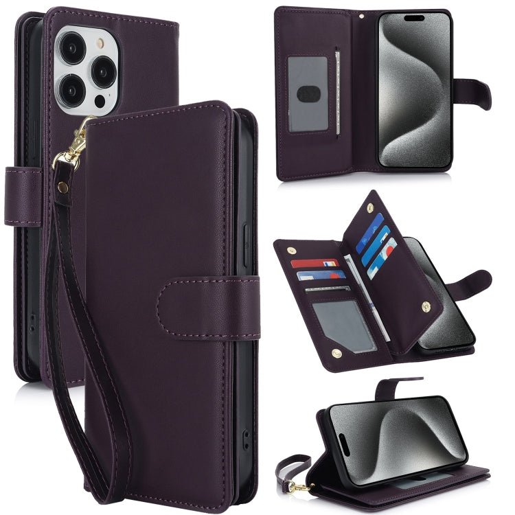 For iPhone 16 Pro Multi-Card Wallet RFID Leather Phone Case(Dark Purple) - iPhone 16 Pro Cases by PMC Jewellery | Online Shopping South Africa | PMC Jewellery | Buy Now Pay Later Mobicred