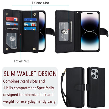 For iPhone 16 Pro Max Multi-Card Wallet RFID Leather Phone Case(Black) - iPhone 16 Pro Max Cases by PMC Jewellery | Online Shopping South Africa | PMC Jewellery | Buy Now Pay Later Mobicred