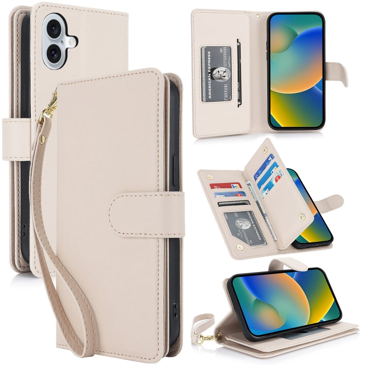 For iPhone 16 Multi-Card Wallet RFID Leather Phone Case(Apricot) - iPhone 16 Cases by PMC Jewellery | Online Shopping South Africa | PMC Jewellery | Buy Now Pay Later Mobicred