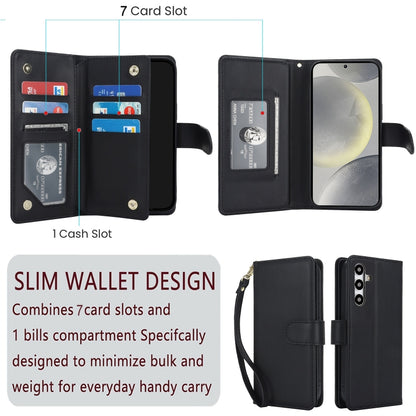 For Samsung Galaxy S24 / S25 5G Multi-Card Wallet RFID Leather Phone Case(Black) - Galaxy S24 5G Cases by PMC Jewellery | Online Shopping South Africa | PMC Jewellery | Buy Now Pay Later Mobicred