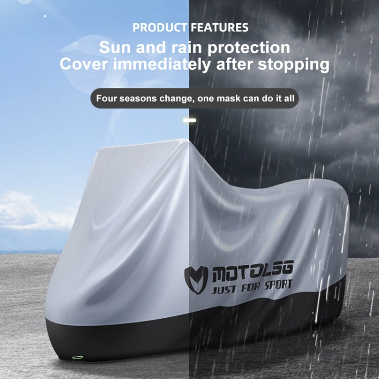 MOTOLSG Motorcycle Waterproof Sunproof Dustproof Thickening Cover, Size:XL(Silver Black) - Raincoat by MOTOLSG | Online Shopping South Africa | PMC Jewellery | Buy Now Pay Later Mobicred