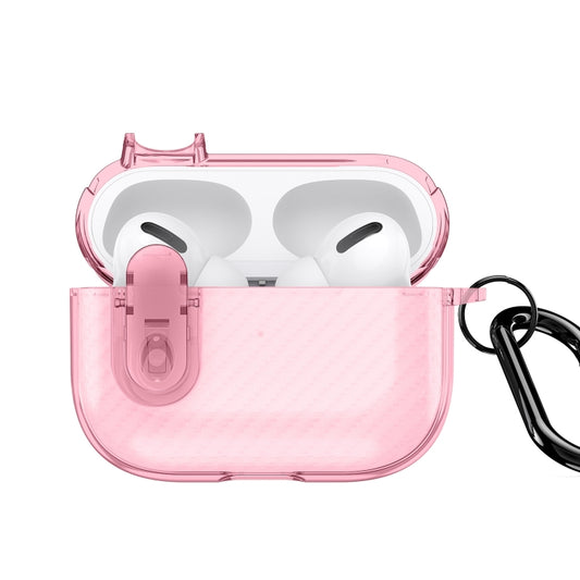 For AirPods Pro 2 DUX DUCIS PECK Series Split Transparent Carbon Fiber Earphone Case(Pink) - For AirPods Pro 2 by DUX DUCIS | Online Shopping South Africa | PMC Jewellery | Buy Now Pay Later Mobicred